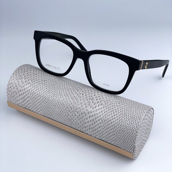 NEW Jimmy Choo JC277 NS8 Black Glitter Demo Square Women Eyeglasses - Picture 1 of 11
